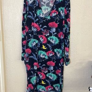 Clue L 20 Floral V-Neck Long Sleeve Dress